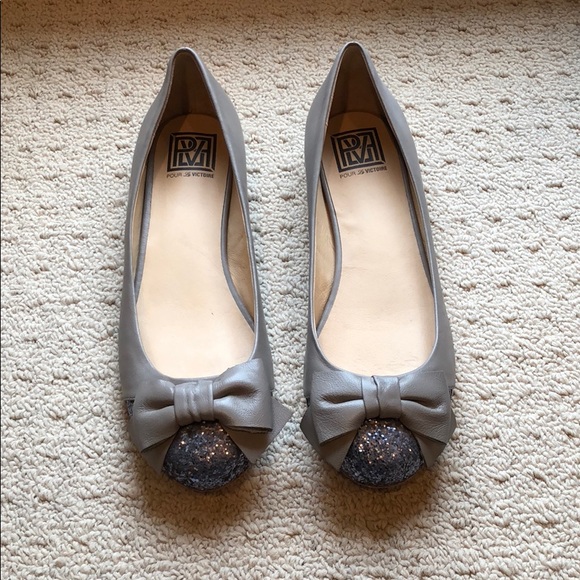 Gray and glitter Pour La Victoire flats - Picture 1 of 6